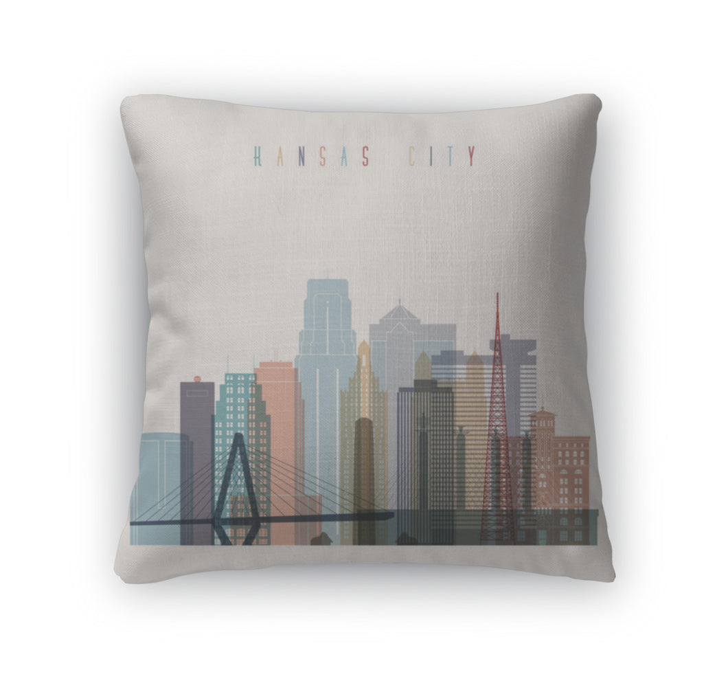 Throw Pillow, Kansas City Skyline Silhouette