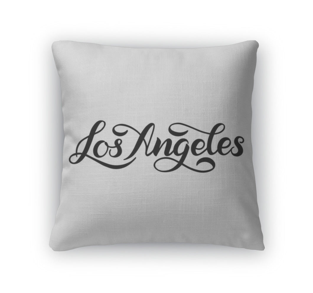 Throw Pillow, City Logo Isolated On White Black Label Or Logotype Vintage Badge Calligraphy