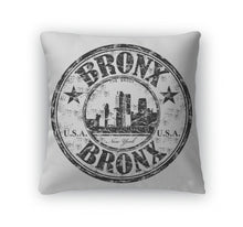 Load image into Gallery viewer, Throw Pillow, Bronx Grunge Rubber Stamp