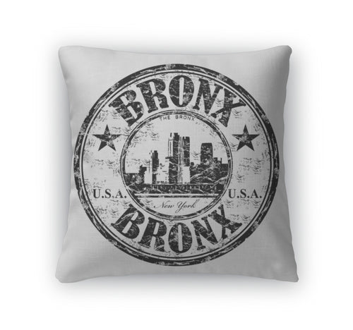 Throw Pillow, Bronx Grunge Rubber Stamp