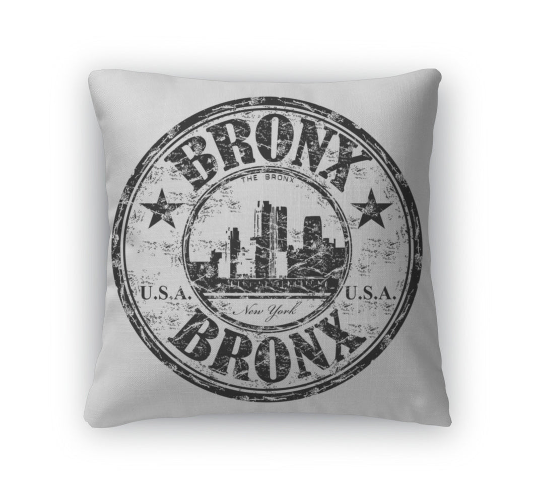 Throw Pillow, Bronx Grunge Rubber Stamp