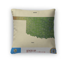 Load image into Gallery viewer, Throw Pillow, Oklahoma Counties Emblem Map