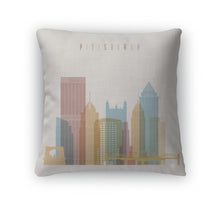 Load image into Gallery viewer, Throw Pillow, Pittsburgh City Skyline Colorful Silhouette
