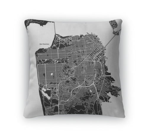 Throw Pillow, San Francisco California Downtown Map