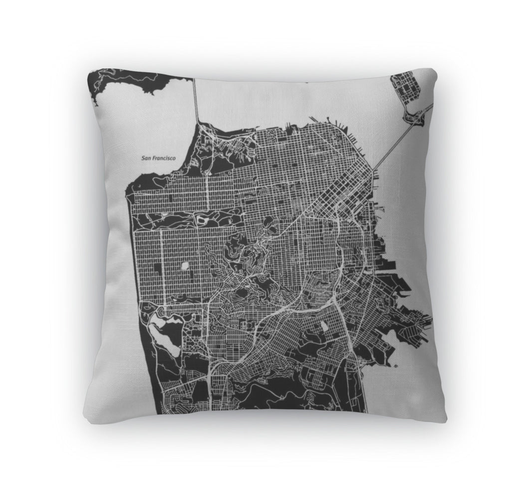 Throw Pillow, San Francisco California Downtown Map