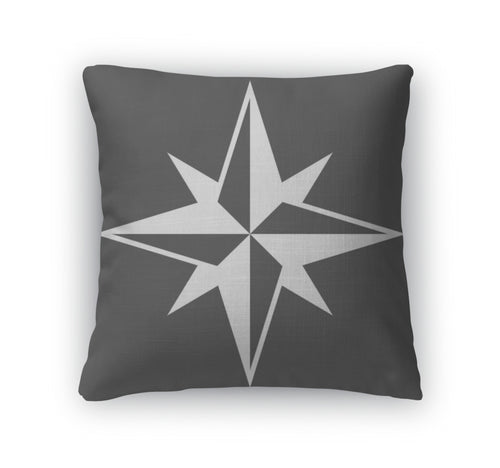 Throw Pillow, Wind Rose Solid Icon Navigation And Travel