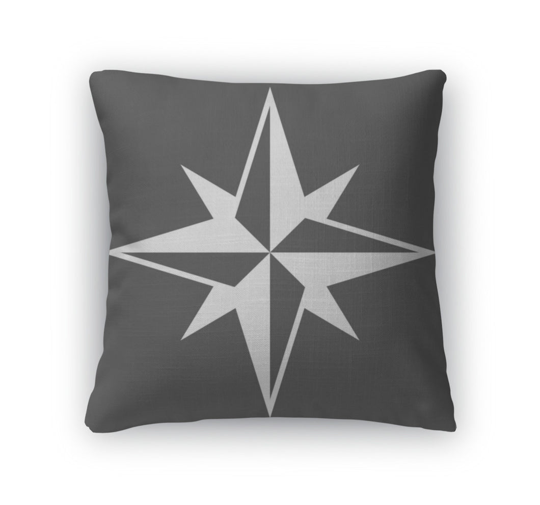 Throw Pillow, Wind Rose Solid Icon Navigation And Travel