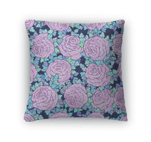Load image into Gallery viewer, Throw Pillow, Floral Decorative Bright Wallpaper With Cute Roses Pattern In Lilac Colors On
