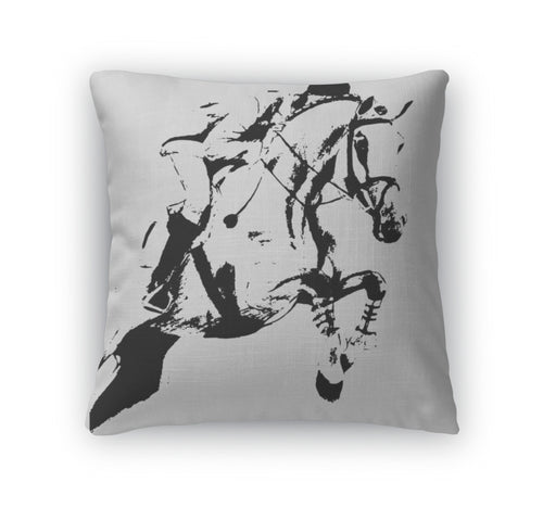 Throw Pillow, Jumping Rider And Horse