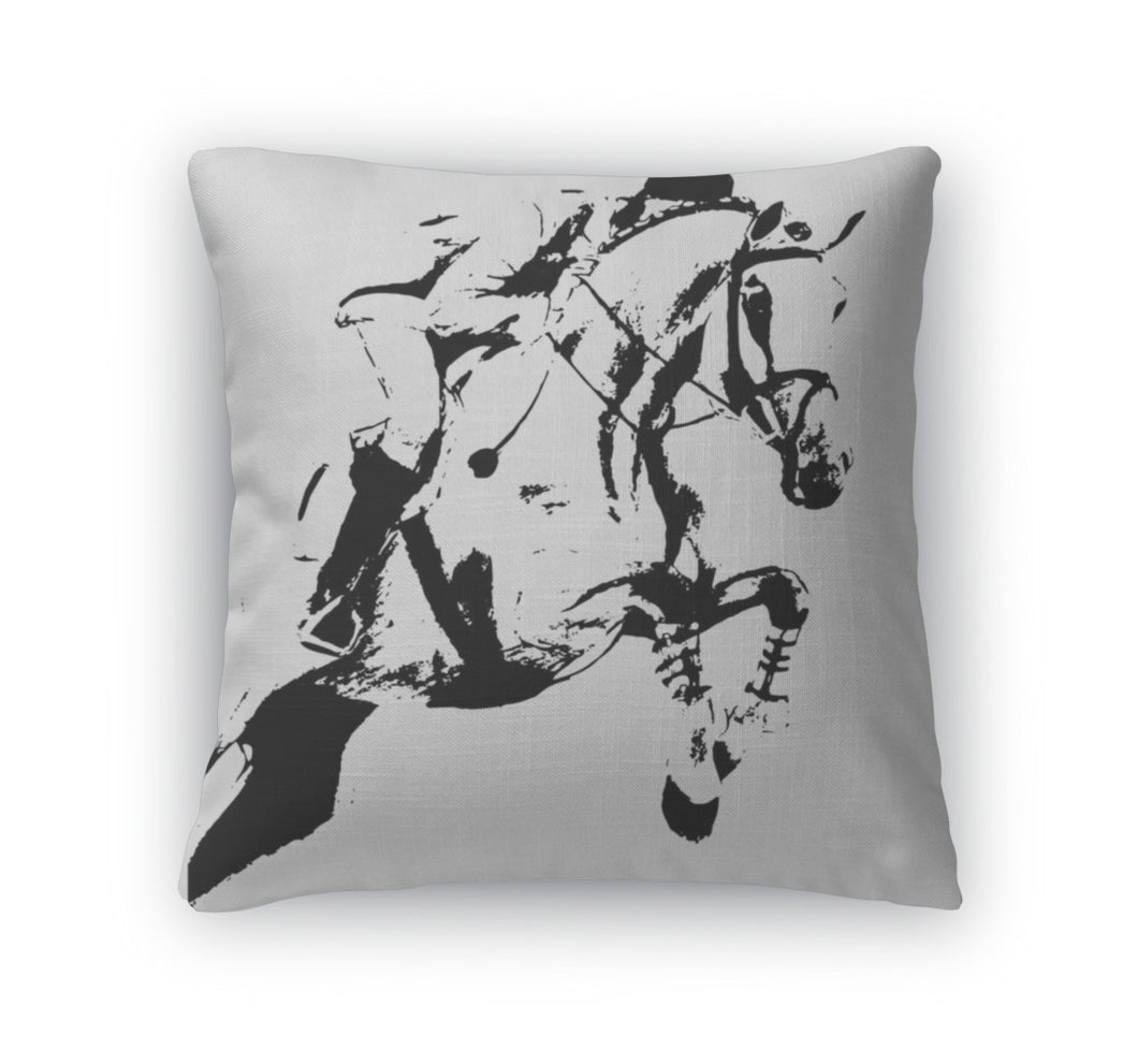 Throw Pillow, Jumping Rider And Horse