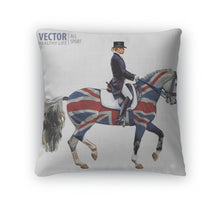 Load image into Gallery viewer, Throw Pillow, Equestrian Sport Horsewoman Jockey In Uniform Riding Horse Outdoors Dressage