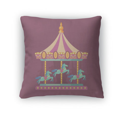 Throw Pillow, Funfair Carnival Flat Illustration Amusement Park Illustration