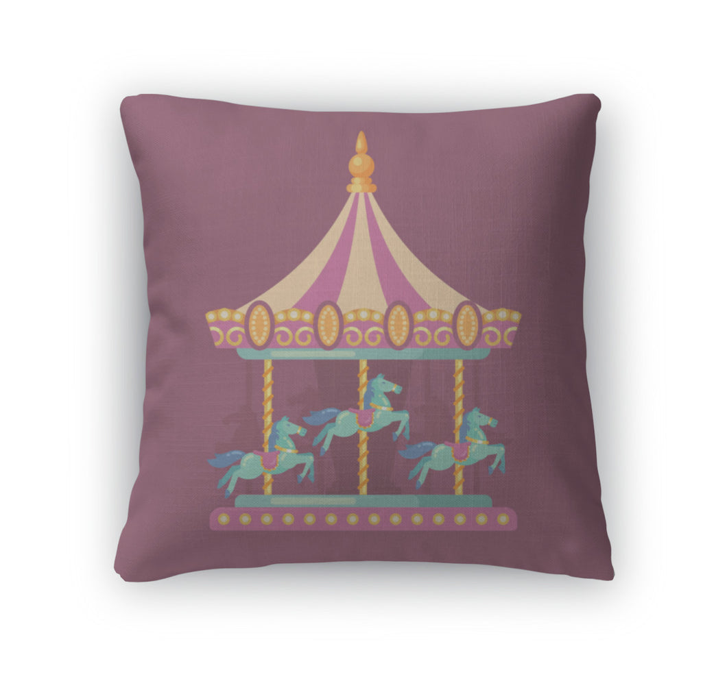 Throw Pillow, Funfair Carnival Flat Illustration Amusement Park Illustration