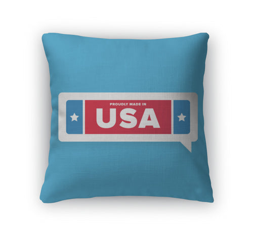 Throw Pillow, Made In USA Label With Stars