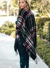 Load image into Gallery viewer, Saffron Plaid Ruana Poncho