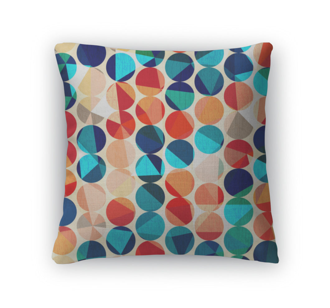 Throw Pillow, Colored Circles Pattern With Grunge And Glass Effect