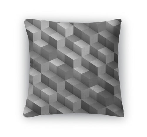Throw Pillow, Monochrome With Cubes