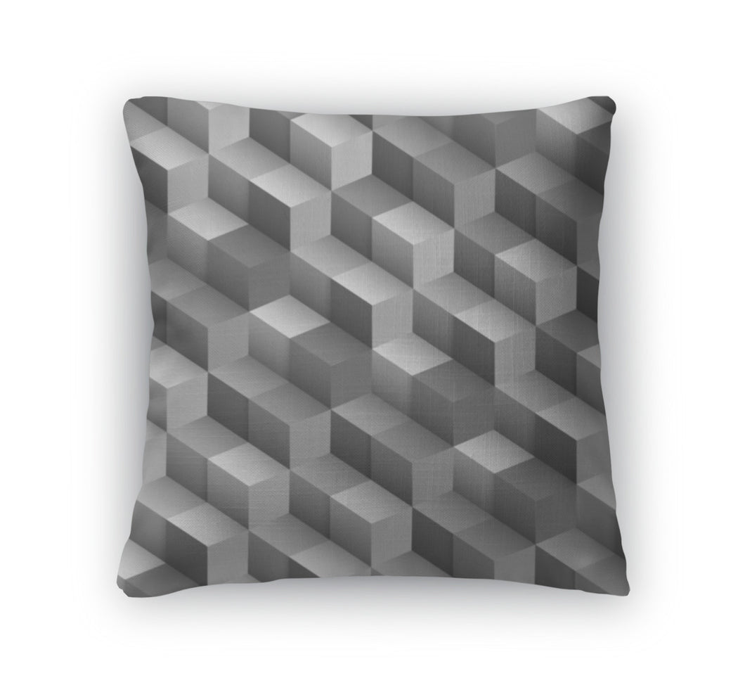 Throw Pillow, Monochrome With Cubes