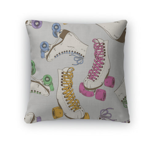 Throw Pillow, Pattern With Roller Skates