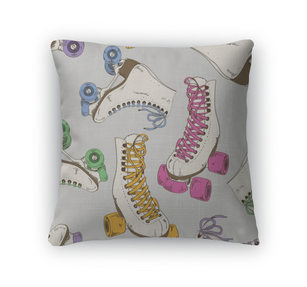 Throw Pillow, Pattern With Roller Skates