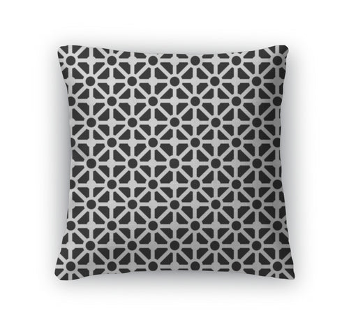 Throw Pillow, Geometric Pattern In Black And White