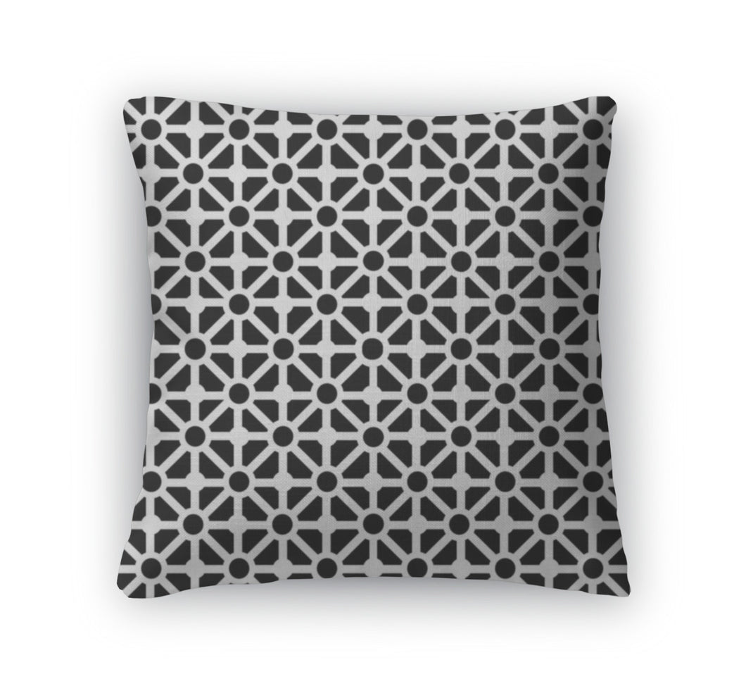 Throw Pillow, Geometric Pattern In Black And White
