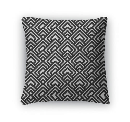 Throw Pillow, Geometric Black White Pattern