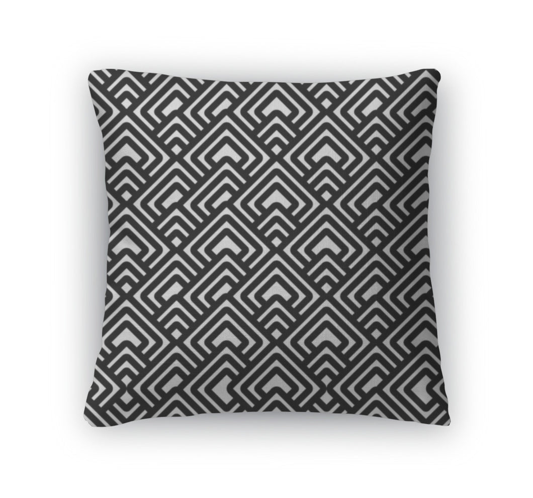 Throw Pillow, Geometric Black White Pattern