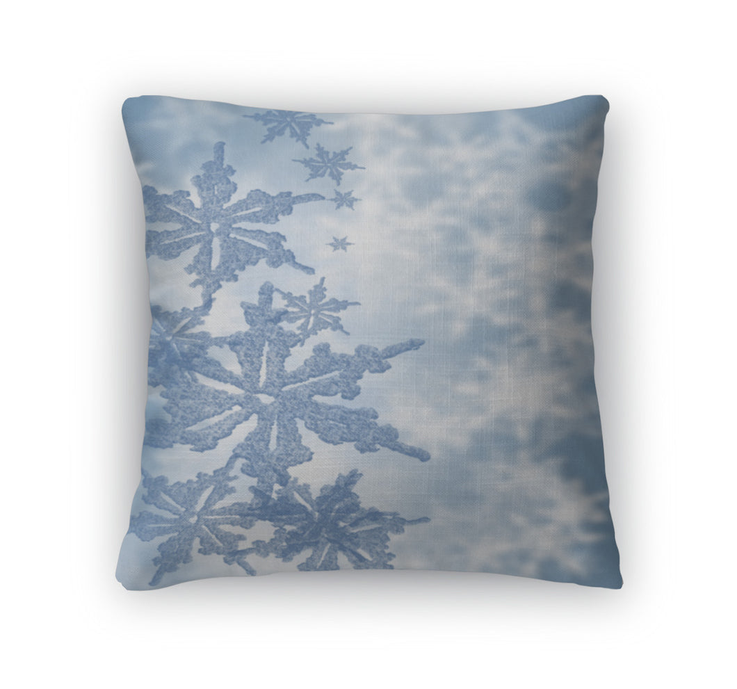 Throw Pillow, Blue Abstract Snowflakes