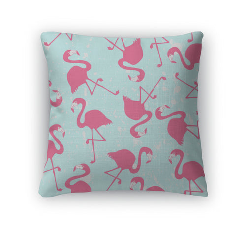 Throw Pillow, Pattern With Pink Flamingos