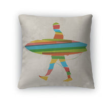 Load image into Gallery viewer, Throw Pillow, Vintage Multicolor Surfer