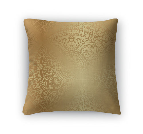 Throw Pillow, Gold With Oriental