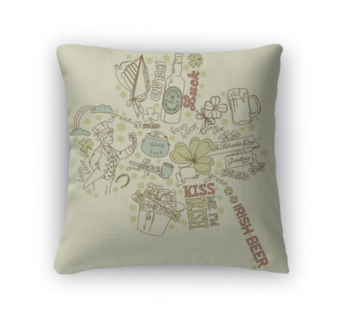 Throw Pillow, Saint Patricks Day Doodles