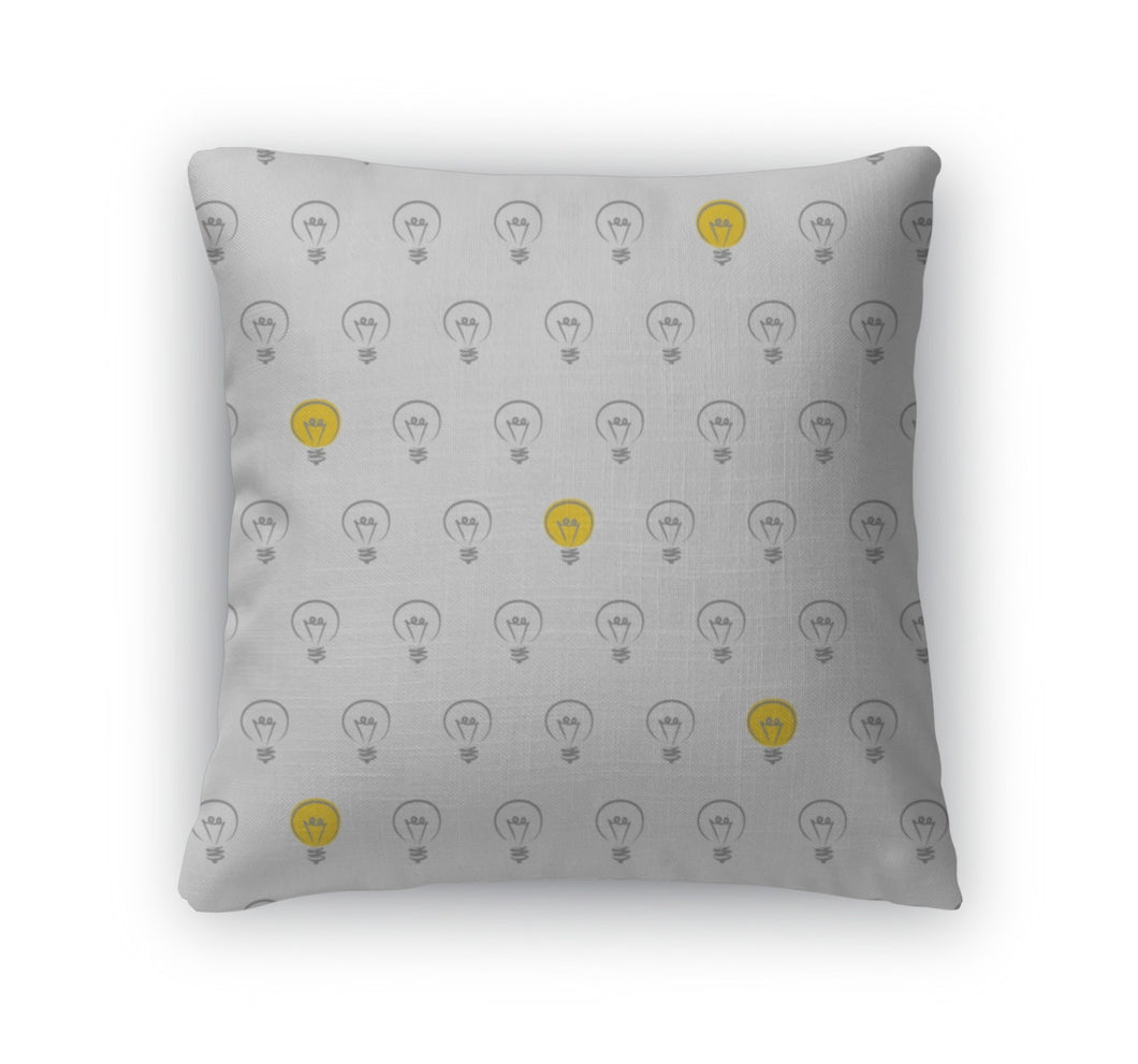 Throw Pillow, Light Bulb Grey Pattern Or