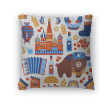 Load image into Gallery viewer, Throw Pillow, Russia Travel Pattern