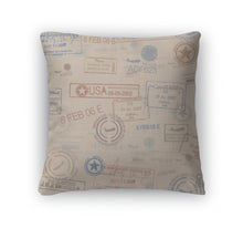 Load image into Gallery viewer, Throw Pillow, Tiling Postage Themed Pattern With Stamps