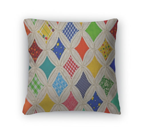 Throw Pillow, Cathedral Window Quilt