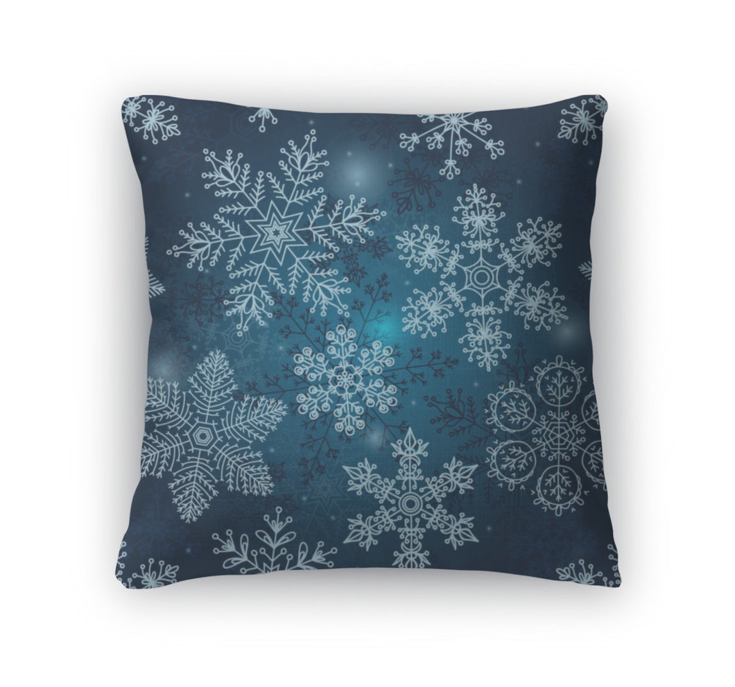 Throw Pillow, Snowflakes Pattern