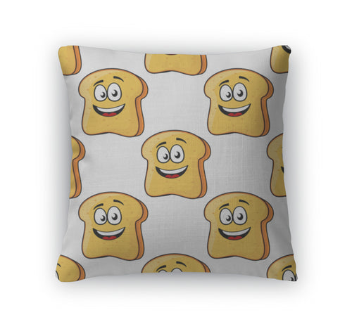 Throw Pillow, Pattern Of Cartoon Bread Toast Slices