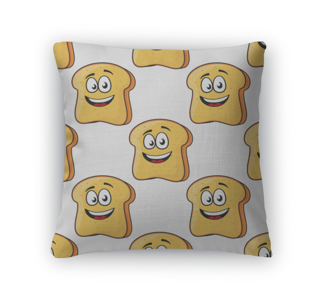 Throw Pillow, Pattern Of Cartoon Bread Toast Slices
