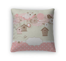 Load image into Gallery viewer, Throw Pillow, Spring With Bird Houses Birds And Flowers