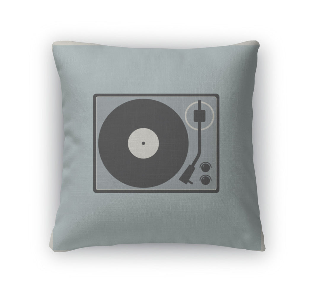 Throw Pillow, Retro Turntable Vinyl Record Player