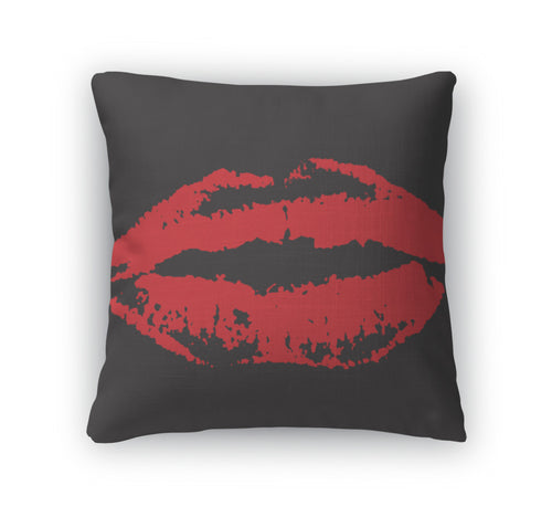 Throw Pillow, Red Lips On Black