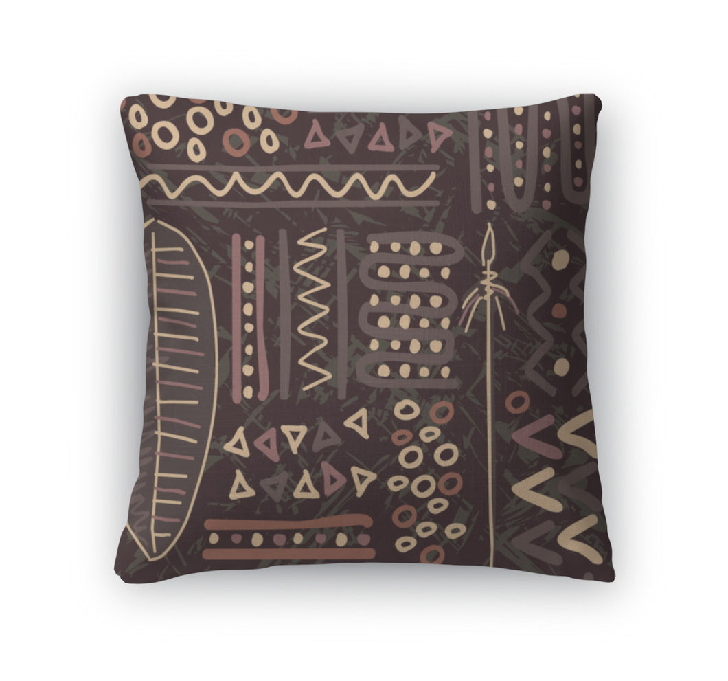 Throw Pillow, African Pattern Wallpaper Tile