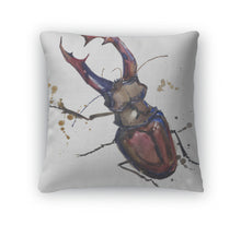 Load image into Gallery viewer, Throw Pillow, Stag Beetle Insect Tshirt Graphics Stag Beetle Illustration With Splash