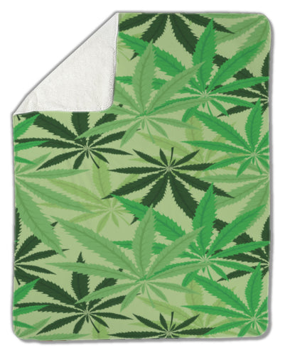 Blanket, Green hemp, cannabis, marijuana leaves