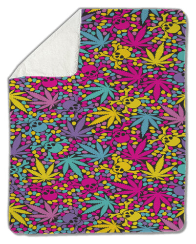 Blanket, Cannabis leafs with skulls