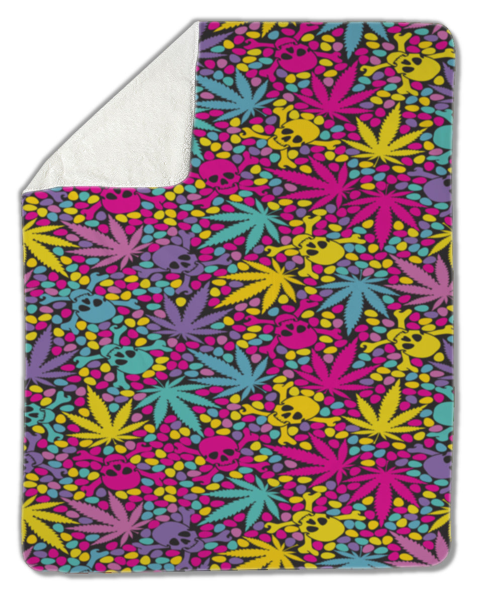 Blanket, Cannabis leafs with skulls