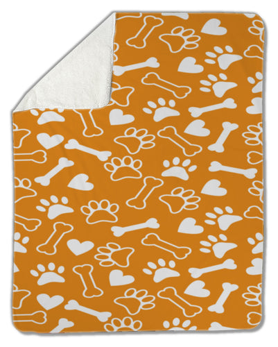 Blanket, Dog paw print, bone and hearts