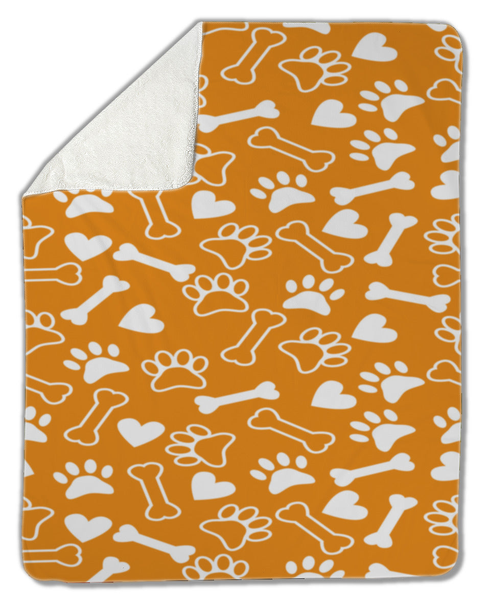Blanket, Dog paw print, bone and hearts